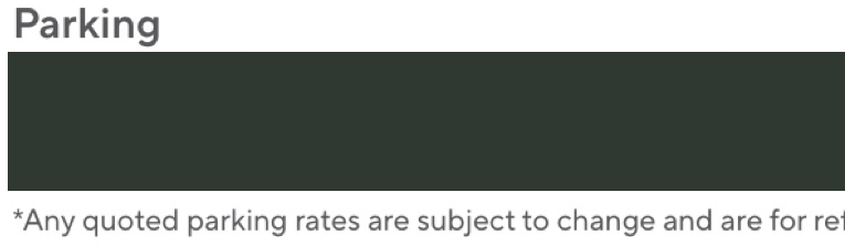 Parking disclaimer at reduced footnote size. Excerpt from the existing capture; its right edge was already clipped in the source.
